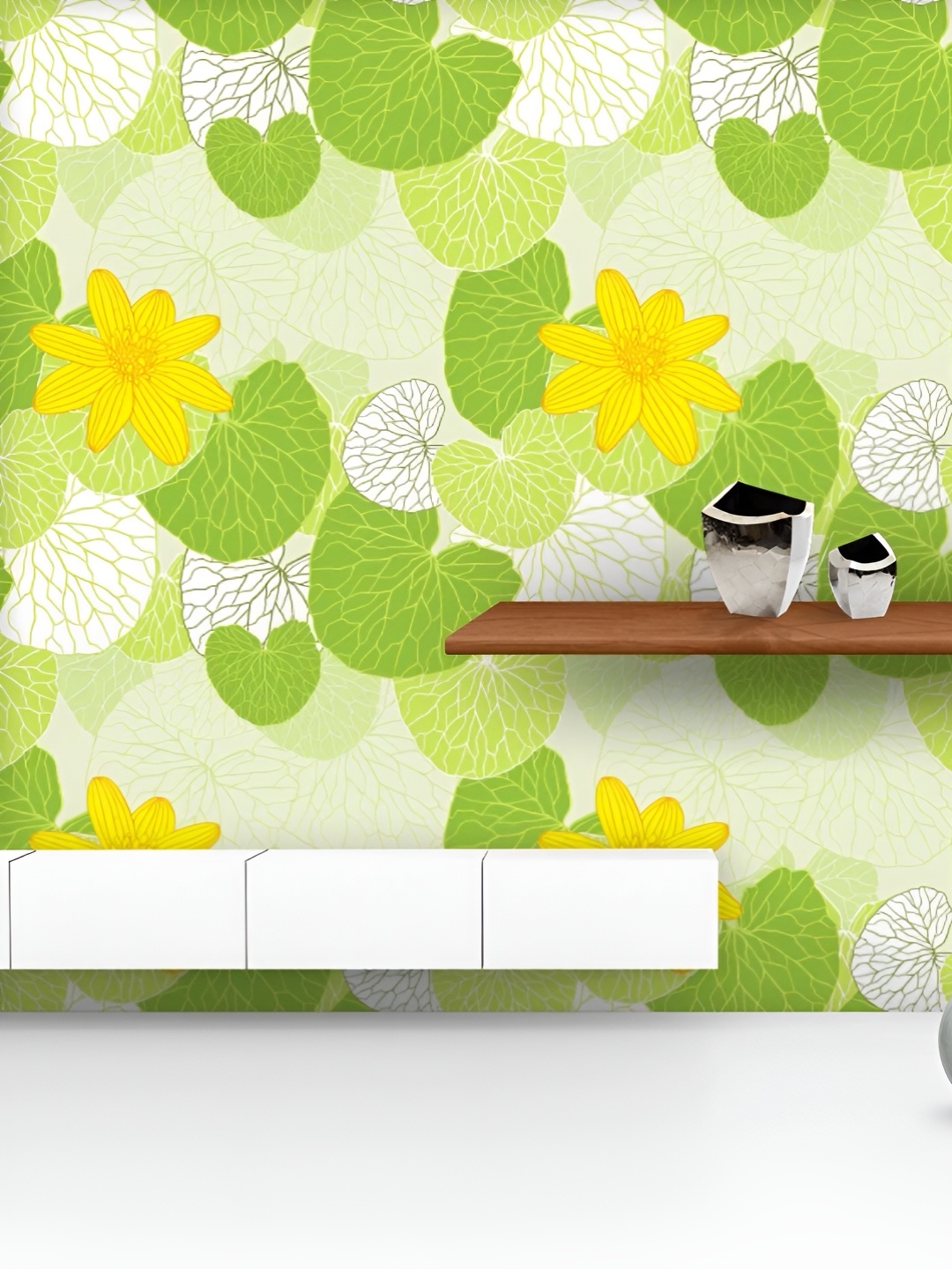 

ArtzFolio Printed UV-Resistant Anti-Bacterial Green Leaves Peel & Stick Wallpaper, Multi