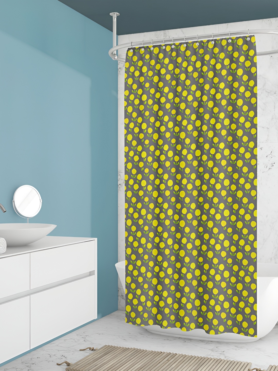 

ArtzFolio Yellow & Green Printed Waterproof Shower Curtain
