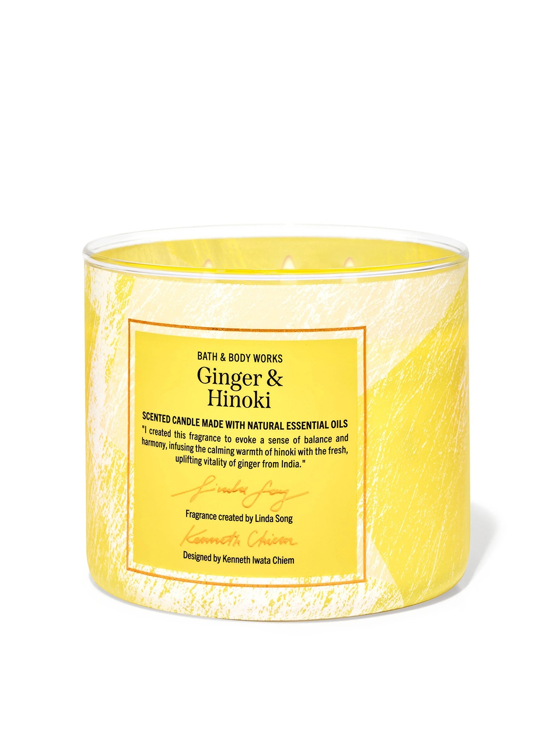 

Bath & Body Works Ginger & Hinoki 3-Wick Candle - 411g, Yellow
