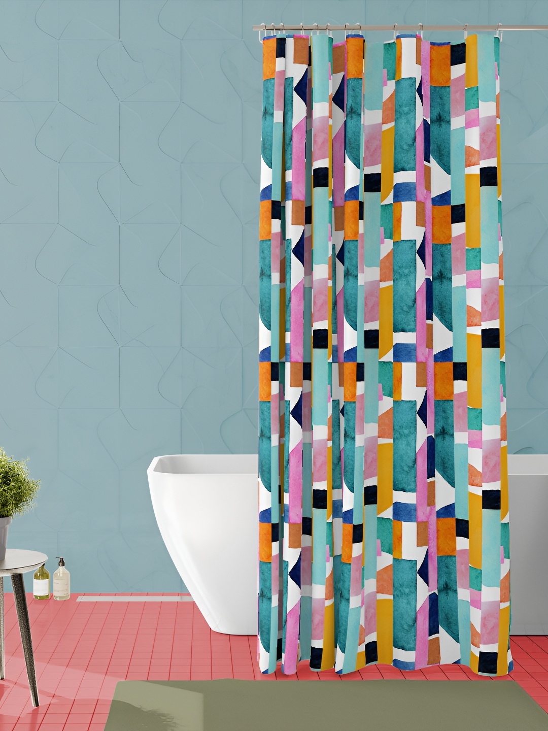 

ArtzFolio White & Pink Abstract Printed Waterproof Shower Curtain