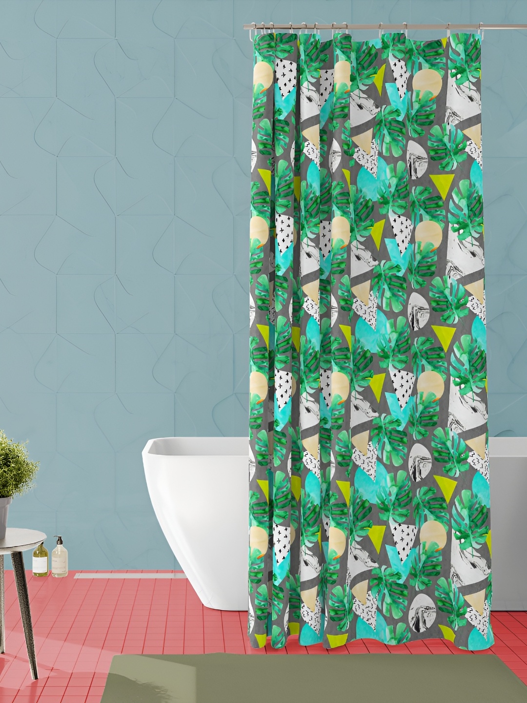 

ArtzFolio Green & Yellow Tropical Printed Waterproof Shower Curtain