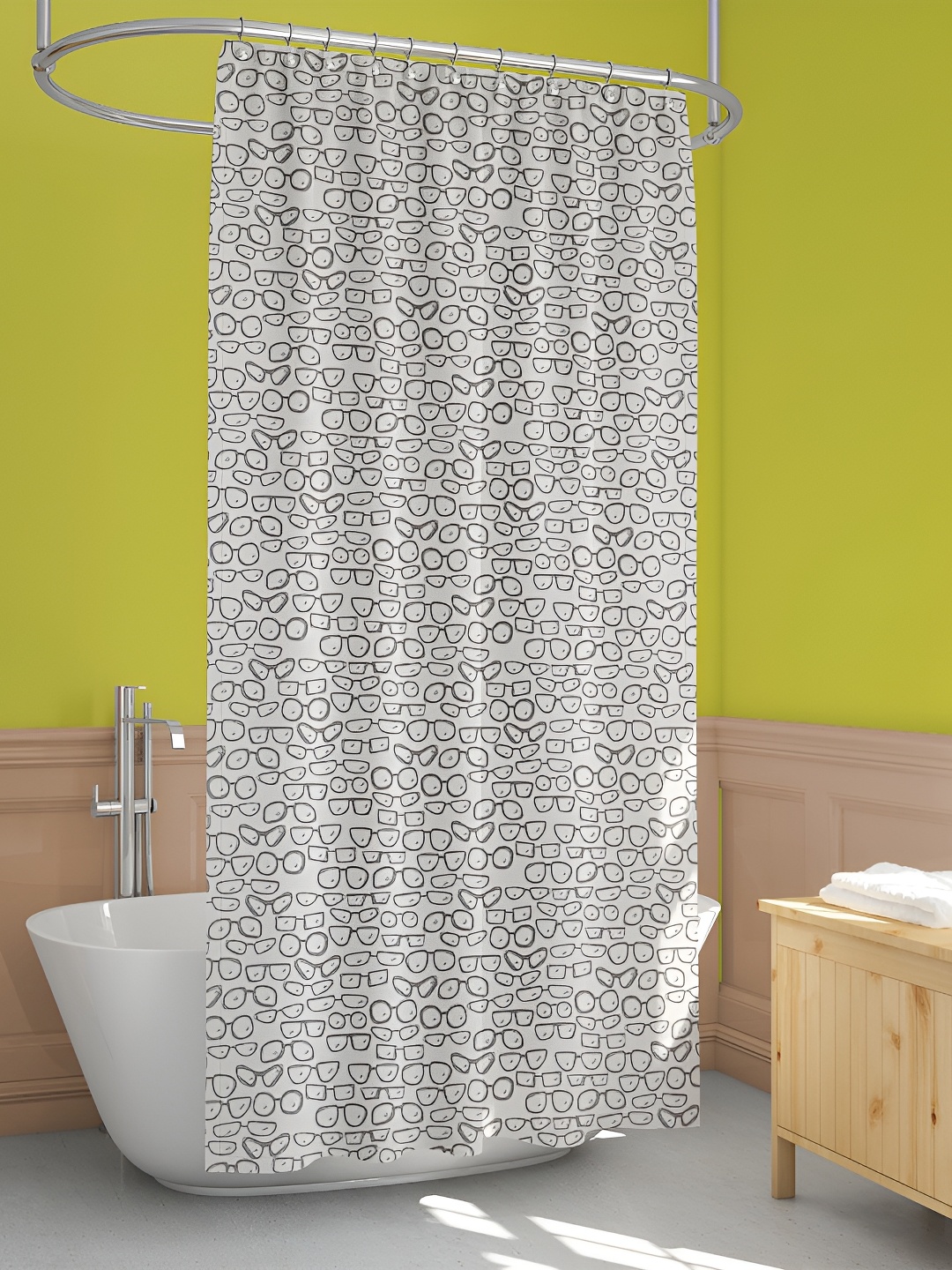 

ArtzFolio Grey & Black Printed Waterproof Shower Curtain