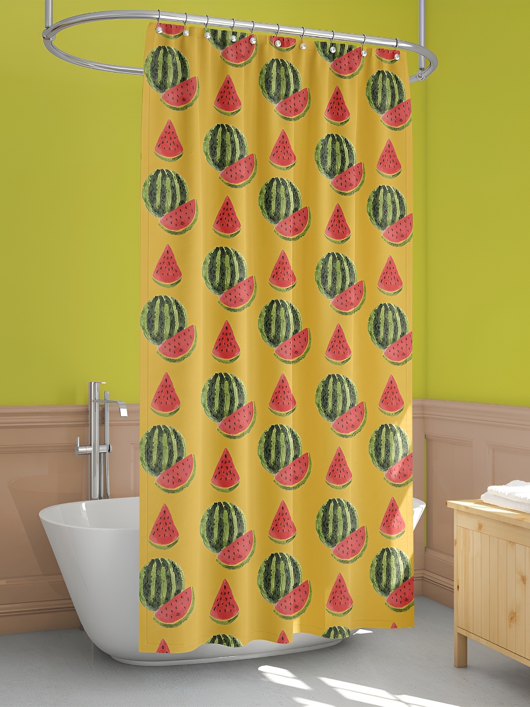 

ArtzFolio Yellow & Green Printed Water Proof Shower Curtain