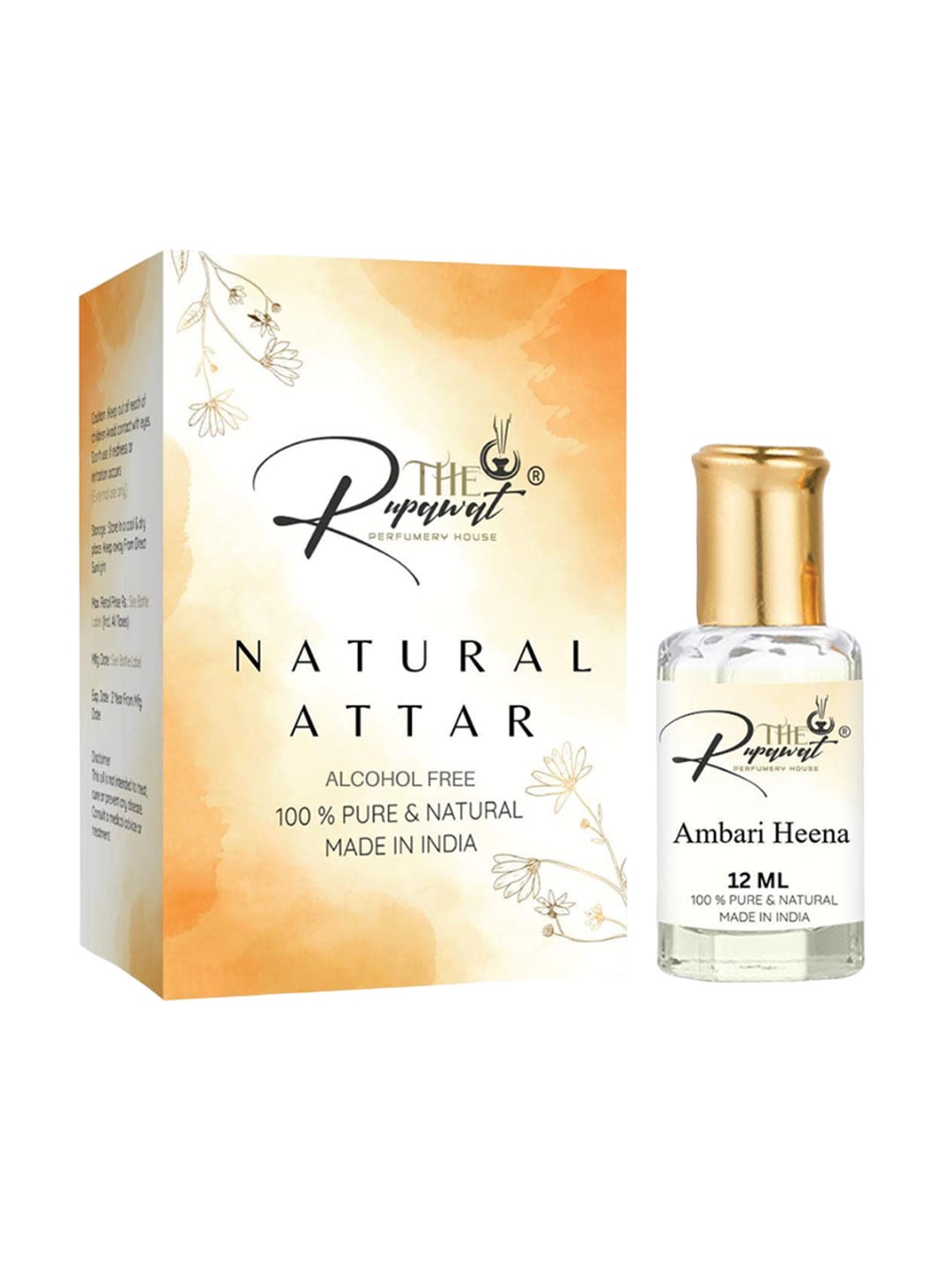 

THE RUPAWAT Perfumery House Ambari Heena Pure & Natural Non-Alcoholic Attar - 12 ml, Transparent