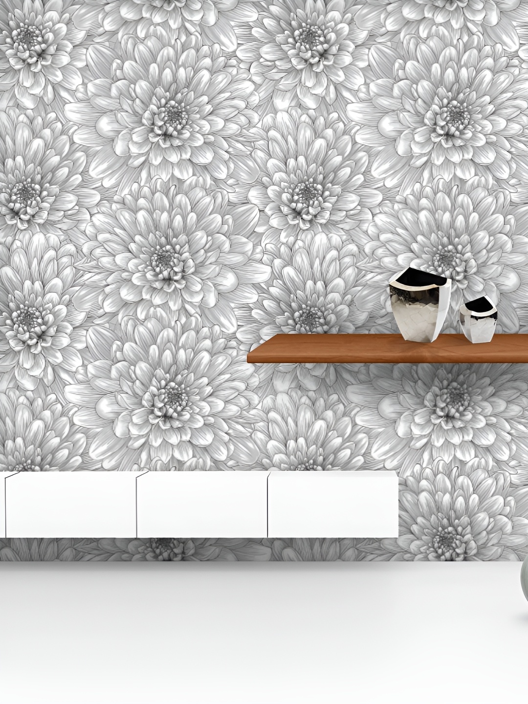 

ArtzFolio Printed UV-Resistant Anti-Bacterial Black And White Dahlia Peel & Stick Wallpaper, Multi