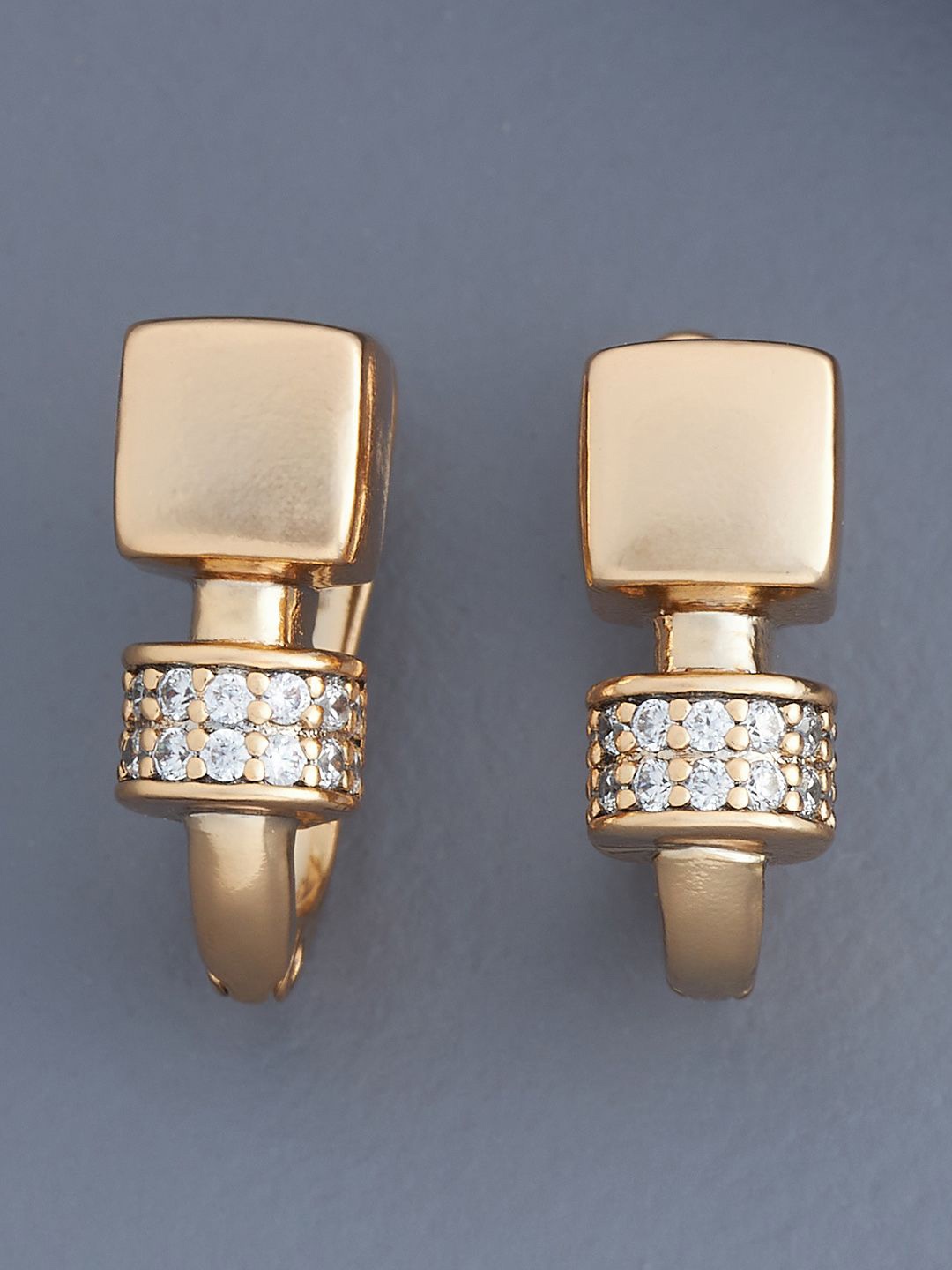 

Kushal's Fashion Jewellery Gold-Plated Zircon Circular Hoop Earrings