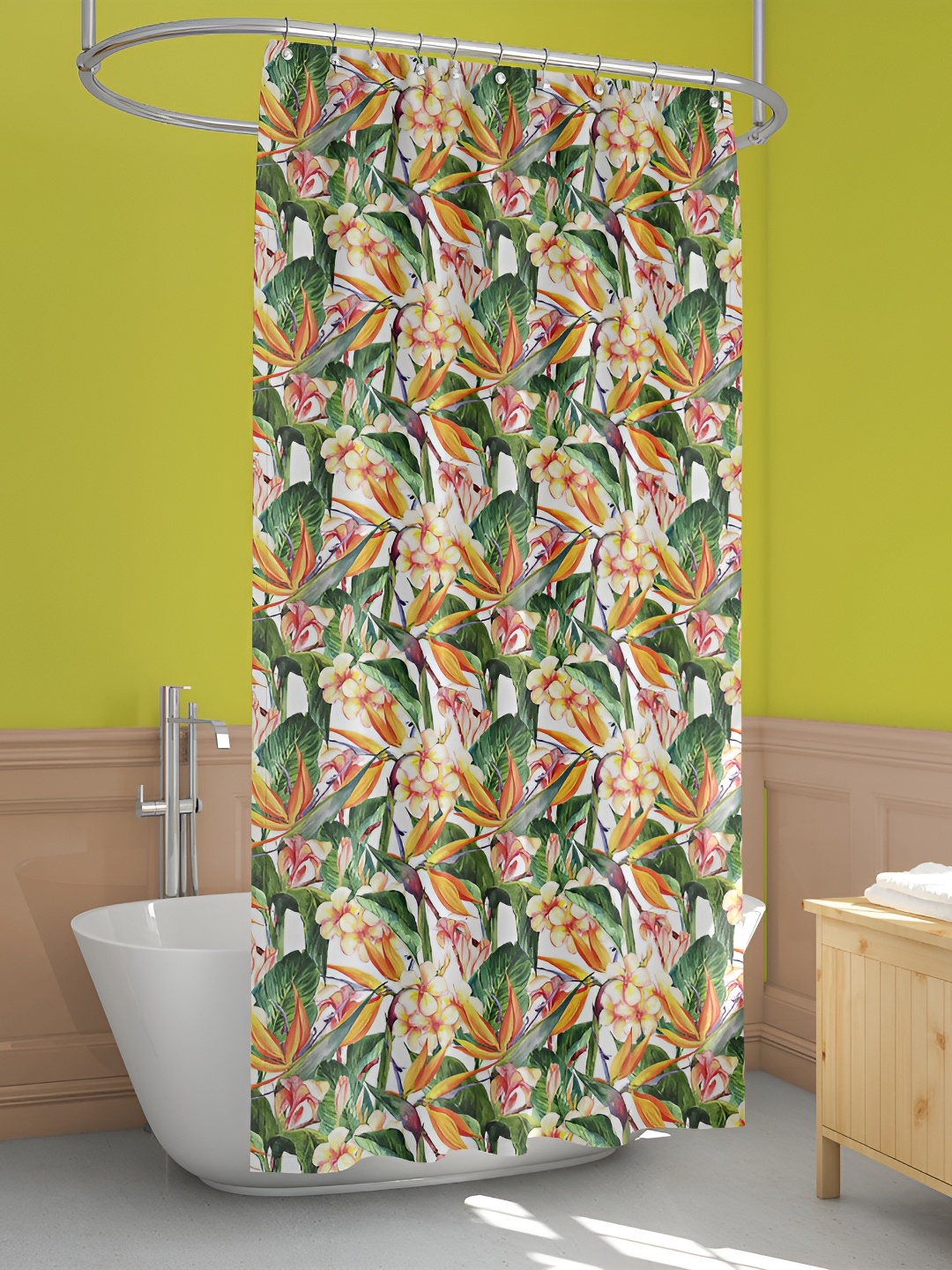 

ArtzFolio Yellow & Green Printed Water Proof Shower Curtain