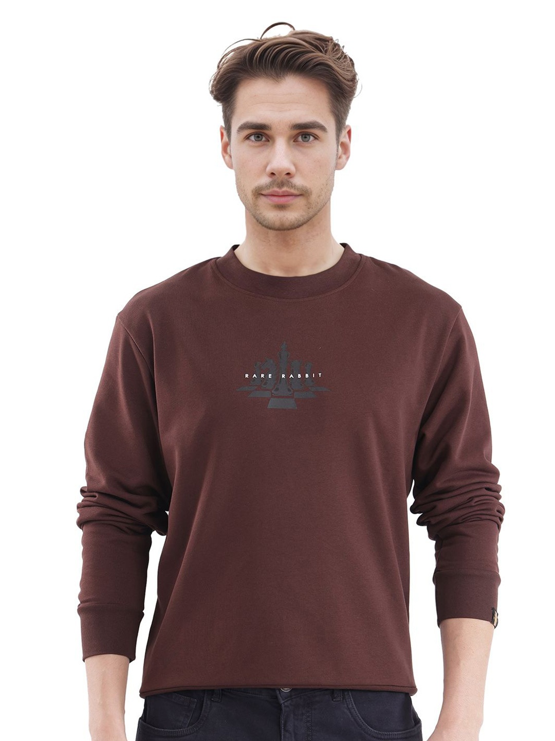 

RARE RABBIT Men Printed Sweatshirt, Brown