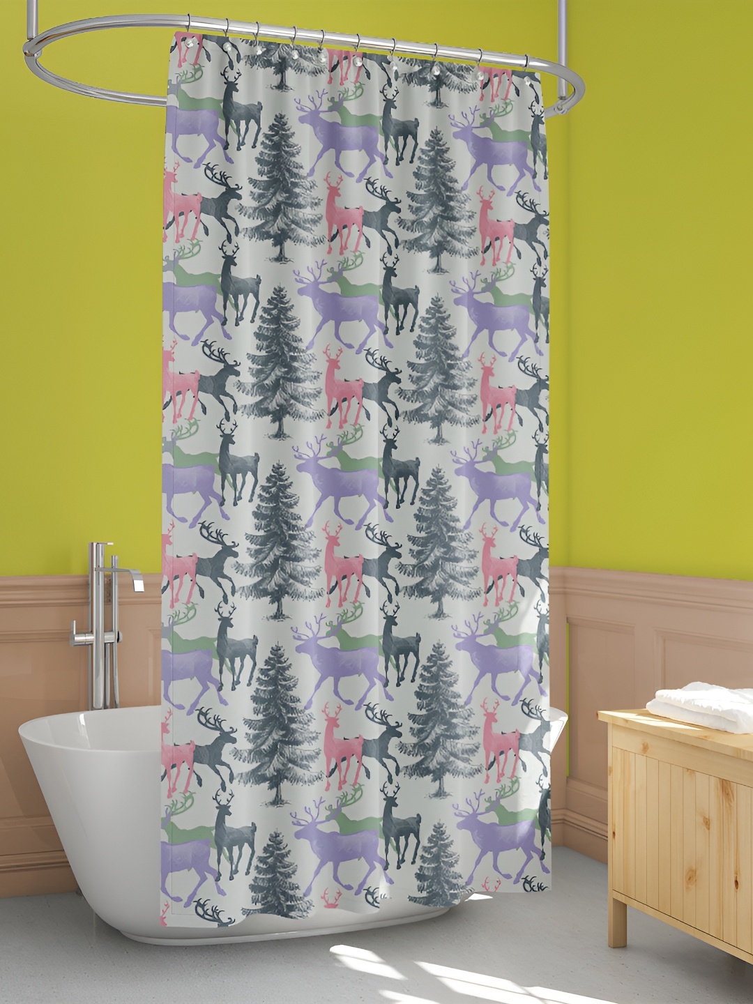 

ArtzFolio White & Grey Printed Waterproof Shower Curtains