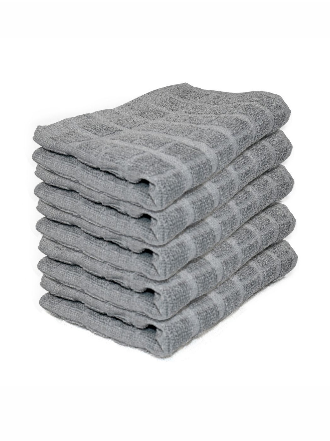 

PRAKARTIK Grey 5 Pieces Textured Cotton Kitchen Towels