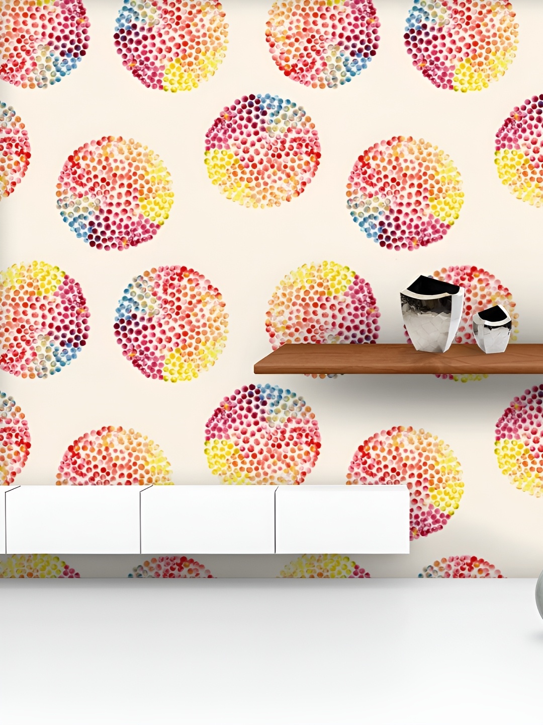 

ArtzFolio Printed UV-Resistant Anti-Bacterial Watercolor Circles Peel & Stick Wallpaper, Multi