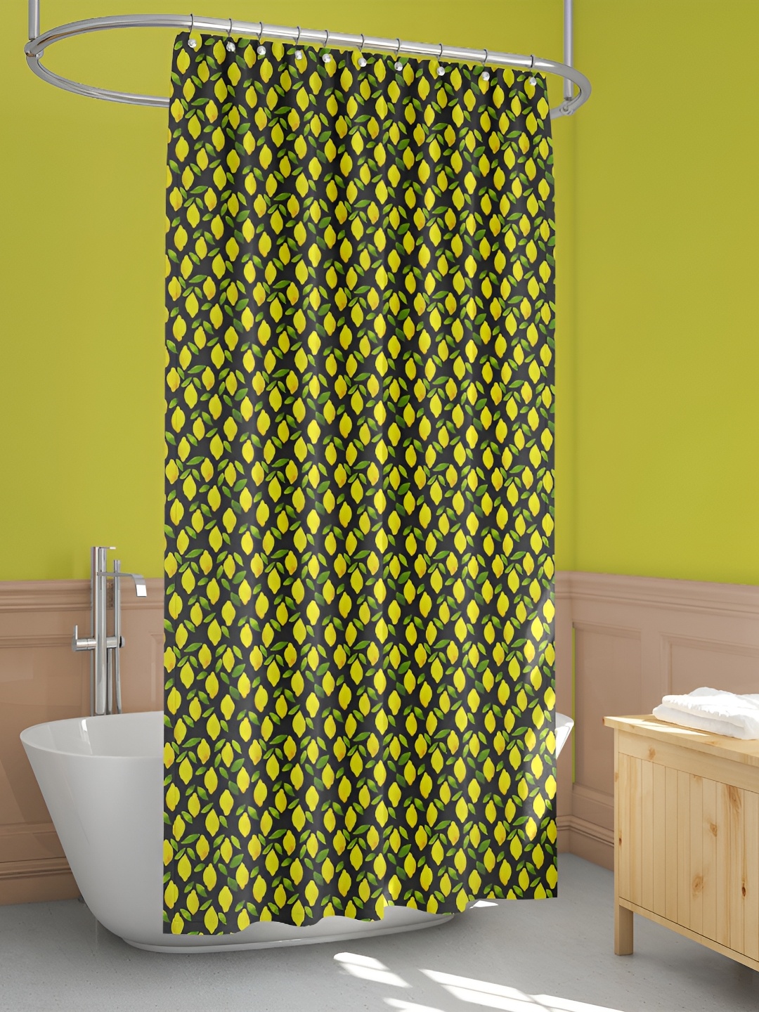 

ArtzFolio Yellow & Green Printed Waterproof Shower Curtain