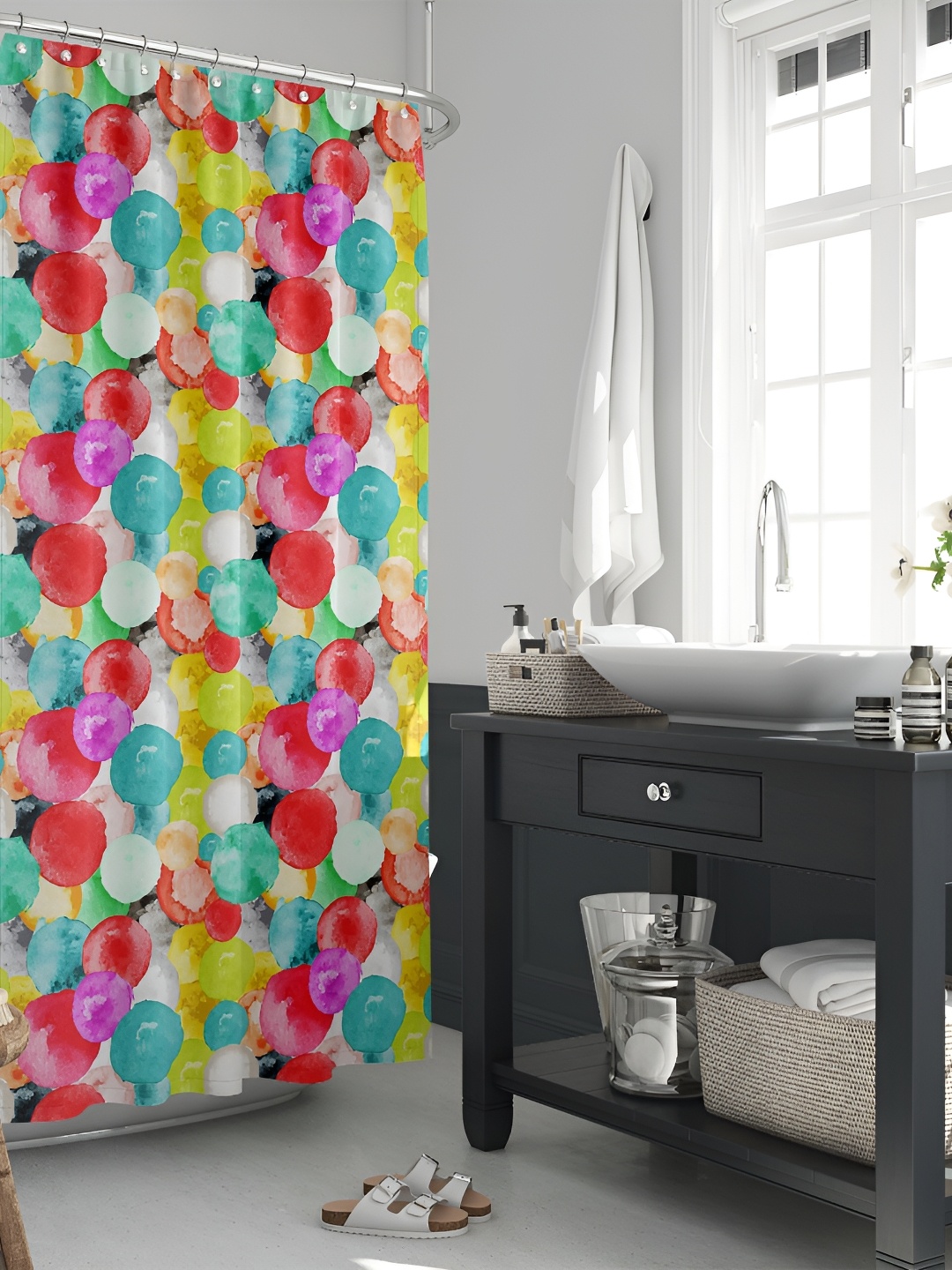 

ArtzFolio Single Piece Waterproof Polyester Shower Curtain, Multi