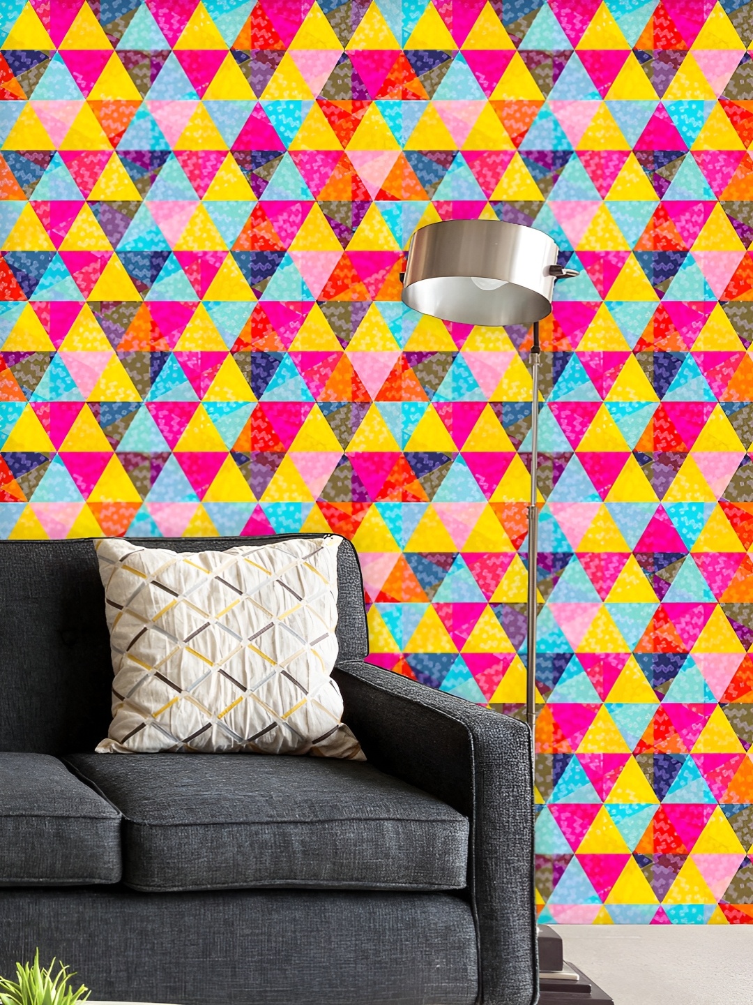 

ArtzFolio Printed UV-Resistant Anti-Bacterial Abstract Geometric Triangles Peel & Stick Wallpaper, Multi