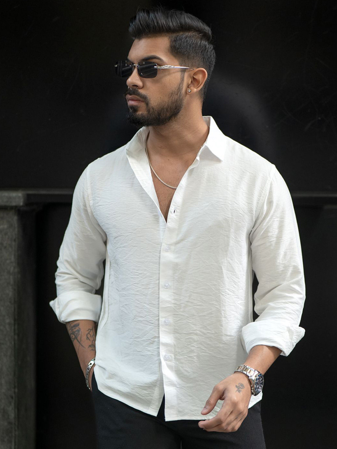 

Powerlook Men Opaque Casual Shirt, White