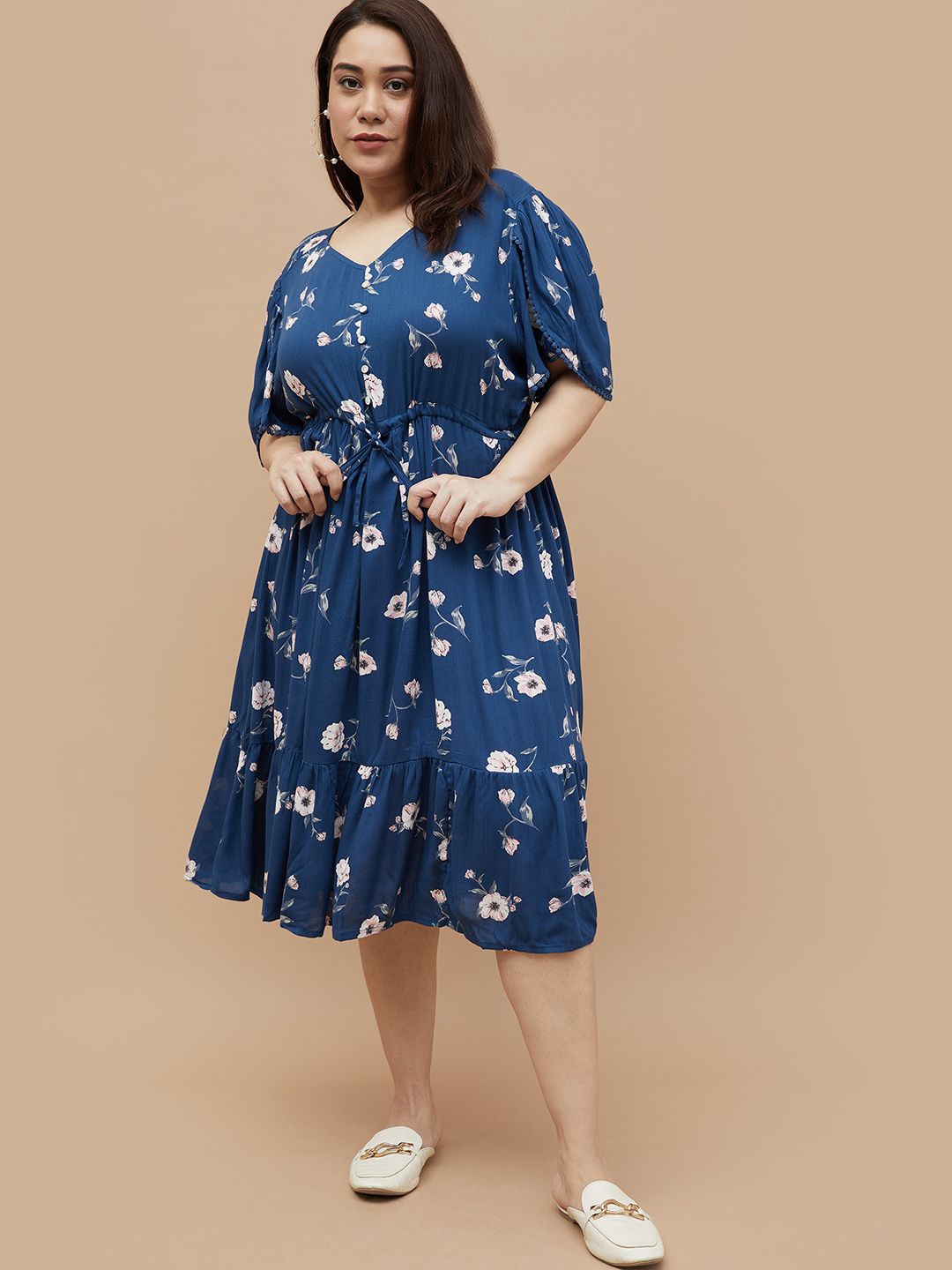 

Nexus by Lifestyle Women Floral Printed Fit & Flare Dress, Blue