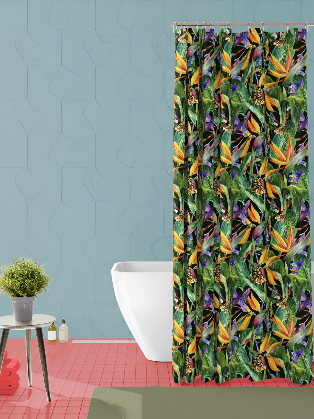 

ArtzFolio Green, Orange & Purple Printed Waterproof Shower Curtain