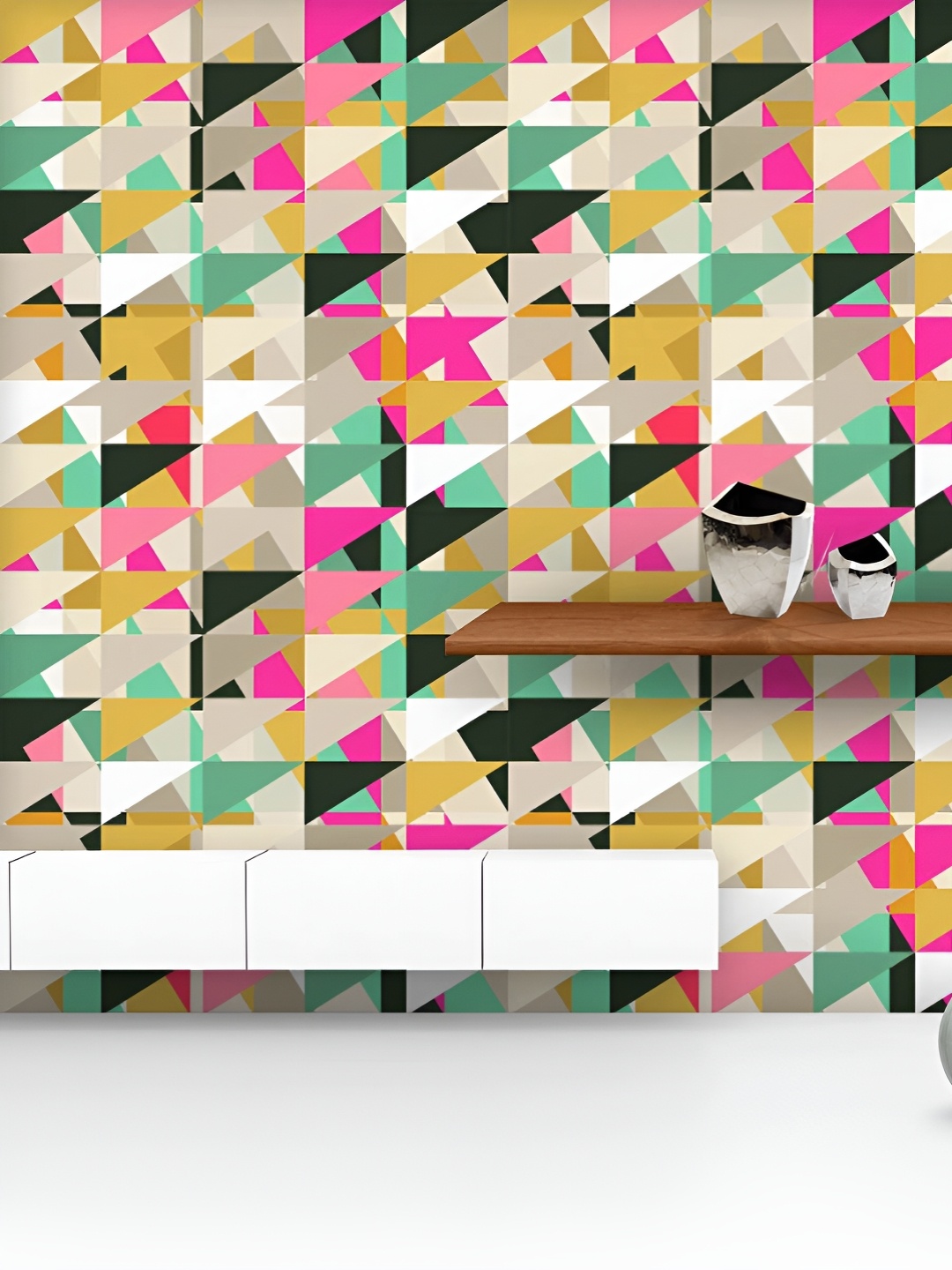 

ArtzFolio Printed UV-Resistant Anti-Bacterial Retro Triangle Peel & Stick Wallpaper, Multi