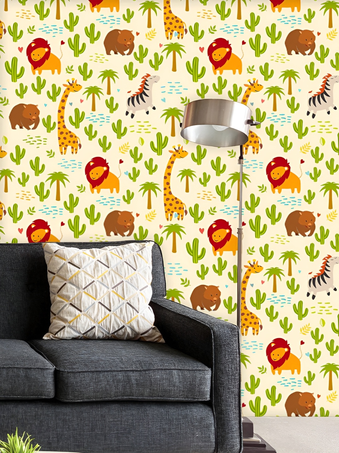 

ArtzFolio Printed UV-Resistant Anti-Bacterial Kids Multi Animals Peel & Stick Wallpaper