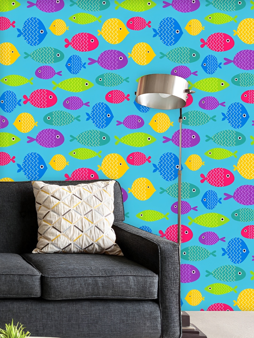 

ArtzFolio Printed UV-Resistant Anti-Bacterial Fish Pattern Peel & Stick Wallpaper, Multi