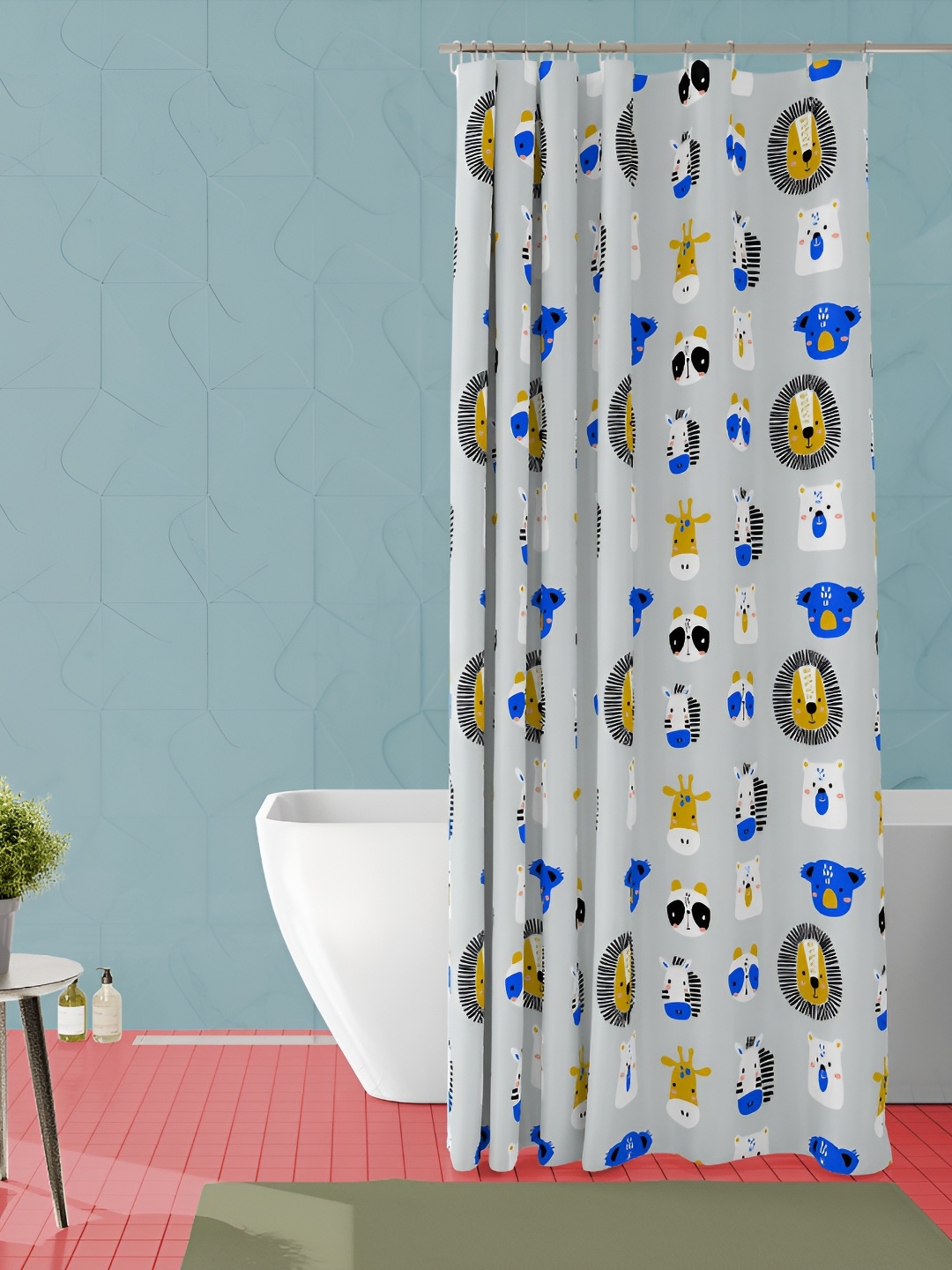 

ArtzFolio Grey & White Printed Waterproof Shower Curtain