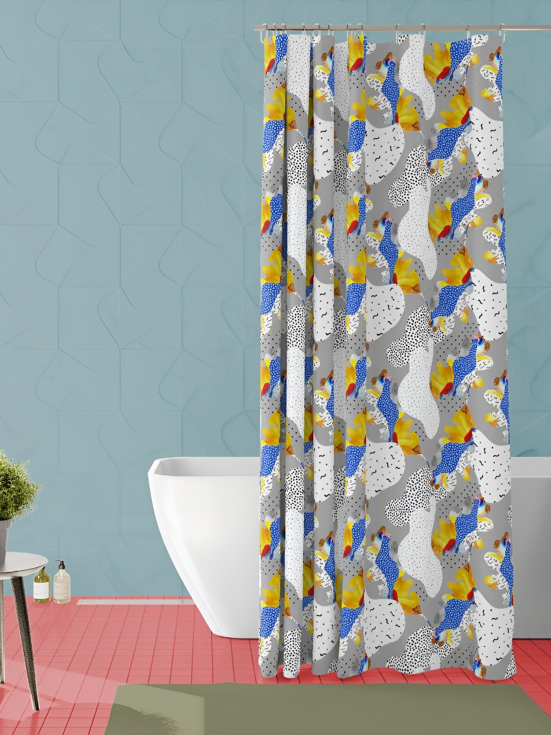 

ArtzFolio White & Grey Printed Waterproof Shower Curtain
