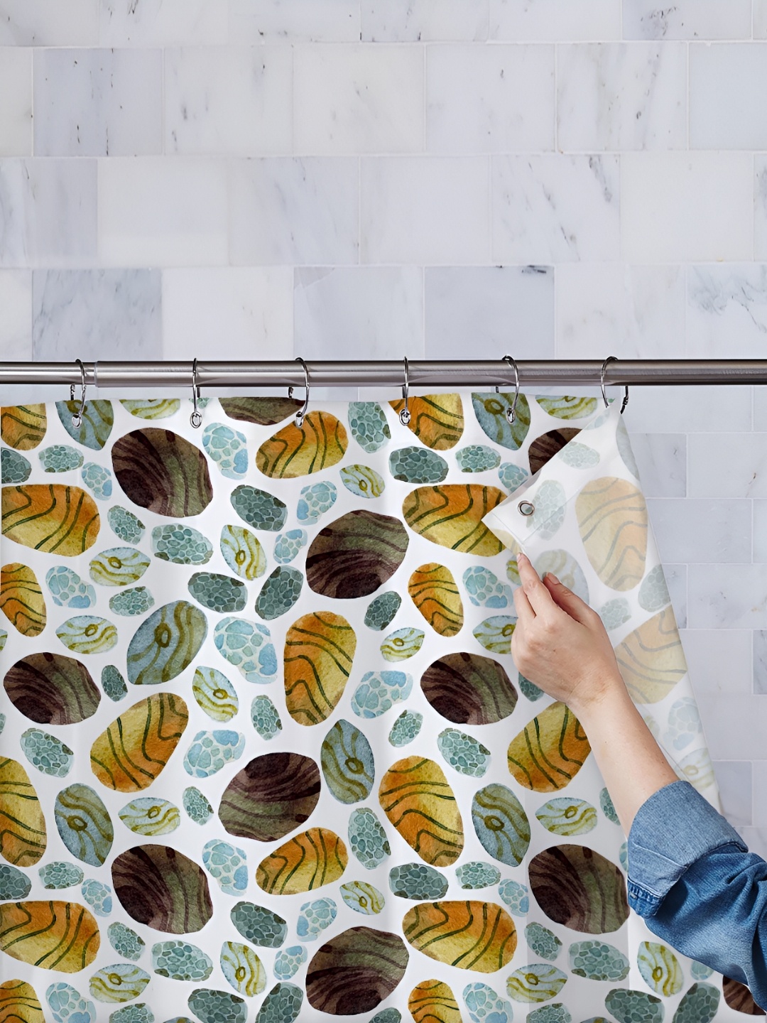 

ArtzFolio Single Piece Waterproof Polyester Shower Curtain, Multi
