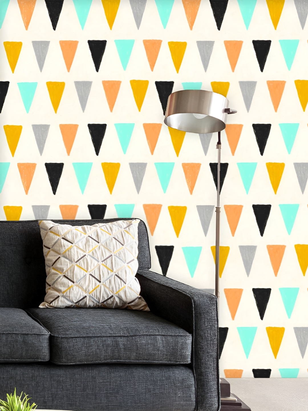 

ArtzFolio Printed UV-Resistant Anti-Bacterial Colorful Triangles Peel & Stick Wallpaper, Multi