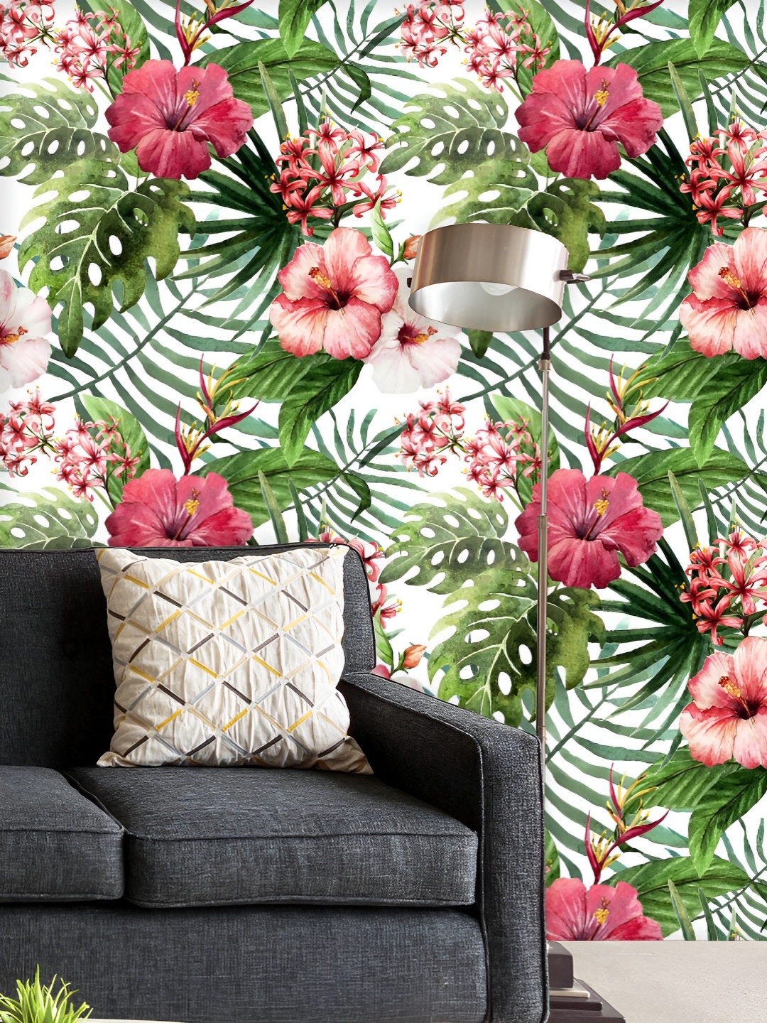 

ArtzFolio Printed UV-Resistant Anti-Bacterial Exotic Nature Leaves Flowers Peel & Stick Wallpaper, Multi