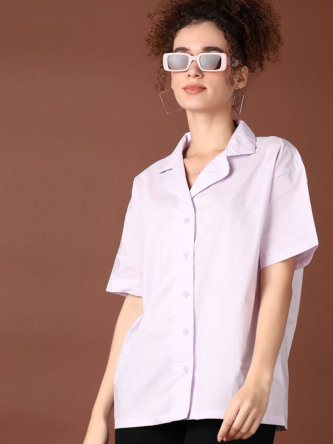 

V-Mart Women Spread Collar Solid Cotton Casual Shirt, Blue