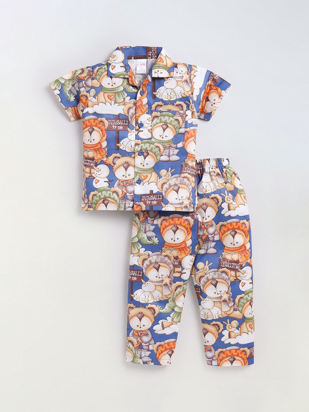 

NAUTI KIDZ Boys Conversational Printed Pure Cotton Night suit, Blue
