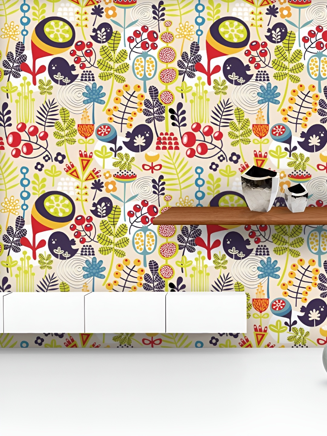 

ArtzFolio Printed UV-Resistant Anti-Bacterial Birds &Amp; Flowers Peel & Stick Wallpaper, Multi