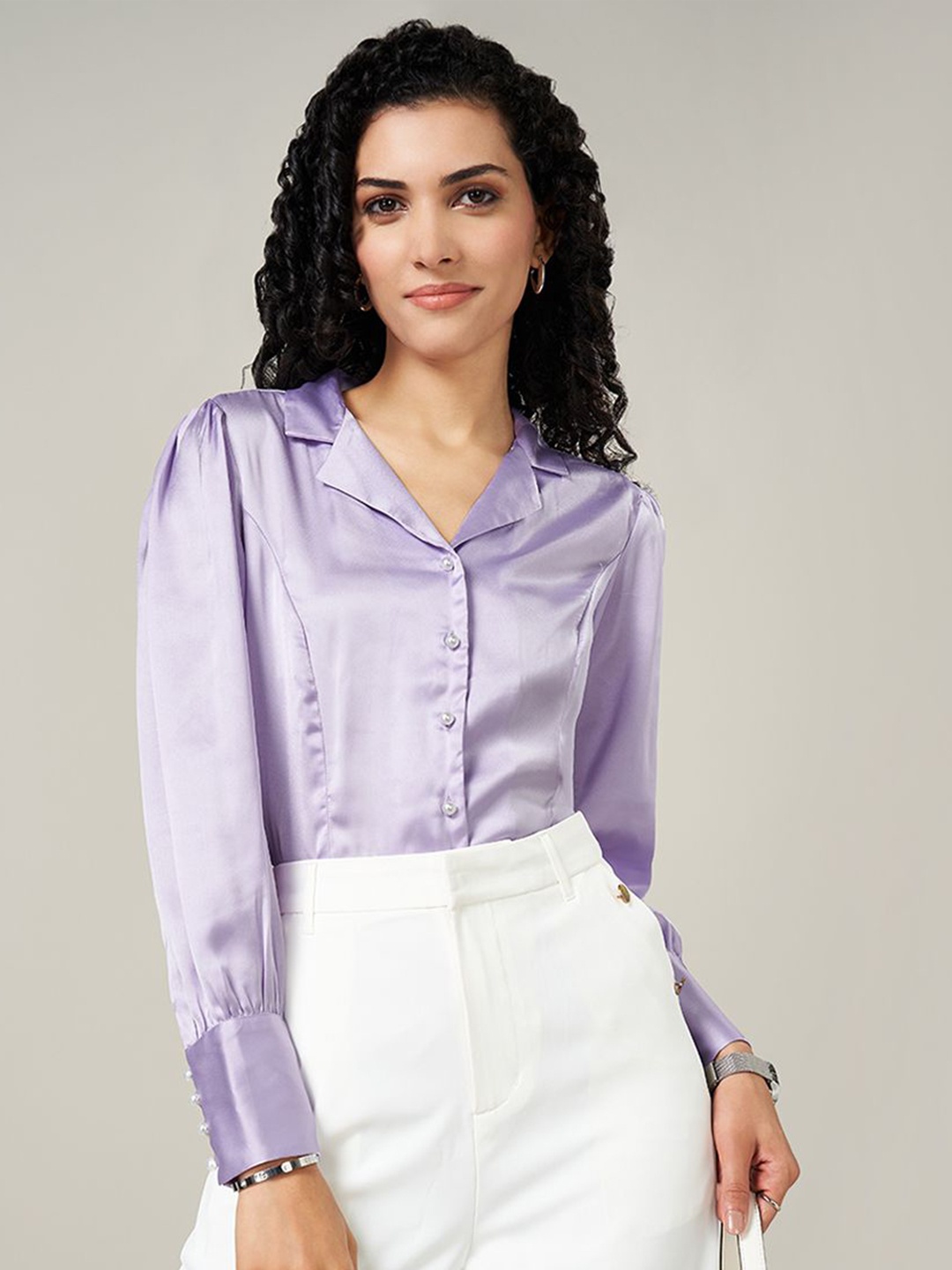 

Annabelle by Pantaloons Women V-Neck Shirt Style Top, Purple