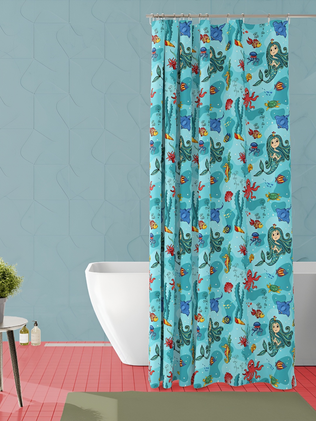 

ArtzFolio Blue & Red Printed Waterproof Shower Curtains