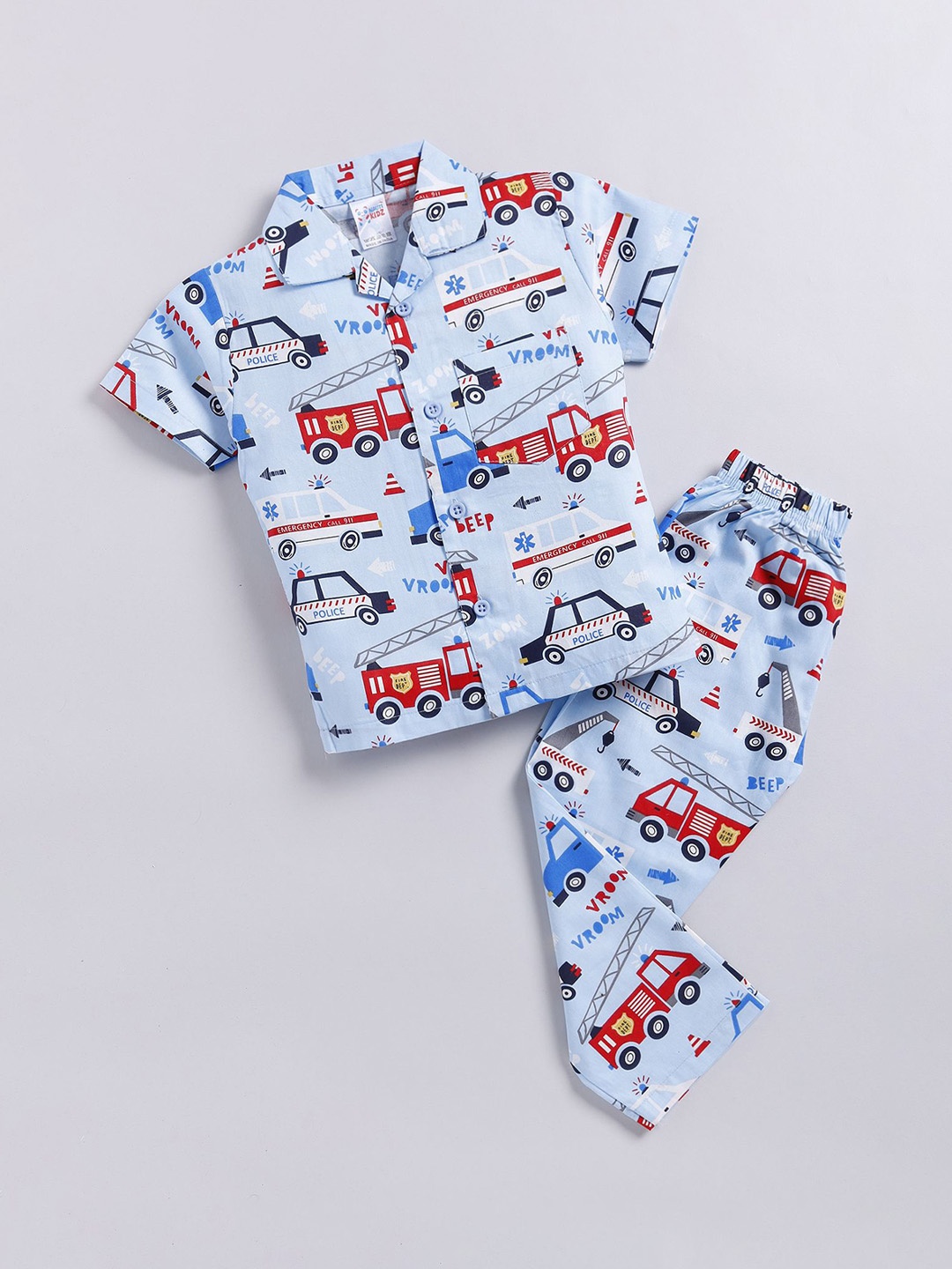 

NAUTI KIDZ Boys Pure Cotton Printed Night suit, Blue