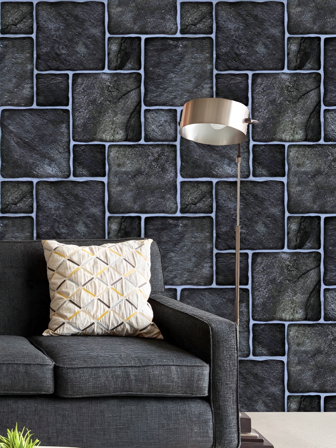 

ArtzFolio Printed UV-Resistant Anti-Bacterial Black MosaicPeel & Stick Wallpaper, Multi