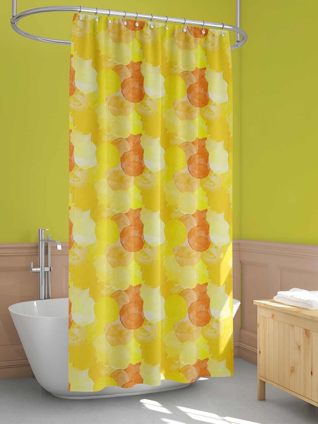 

ArtzFolio Yellow & Brown Geometric Printed Waterproof Shower Curtain