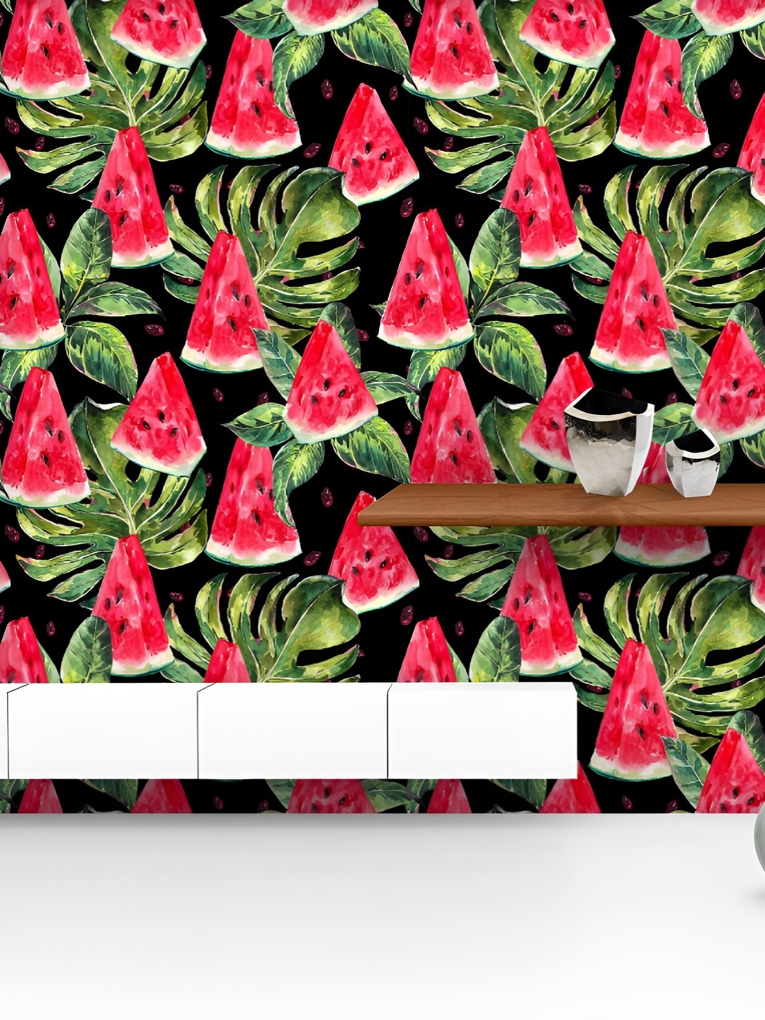 

ArtzFolio Printed UV-Resistant Anti-Bacterial Watercolor Watermelon Peel & Stick Wallpaper, Multi
