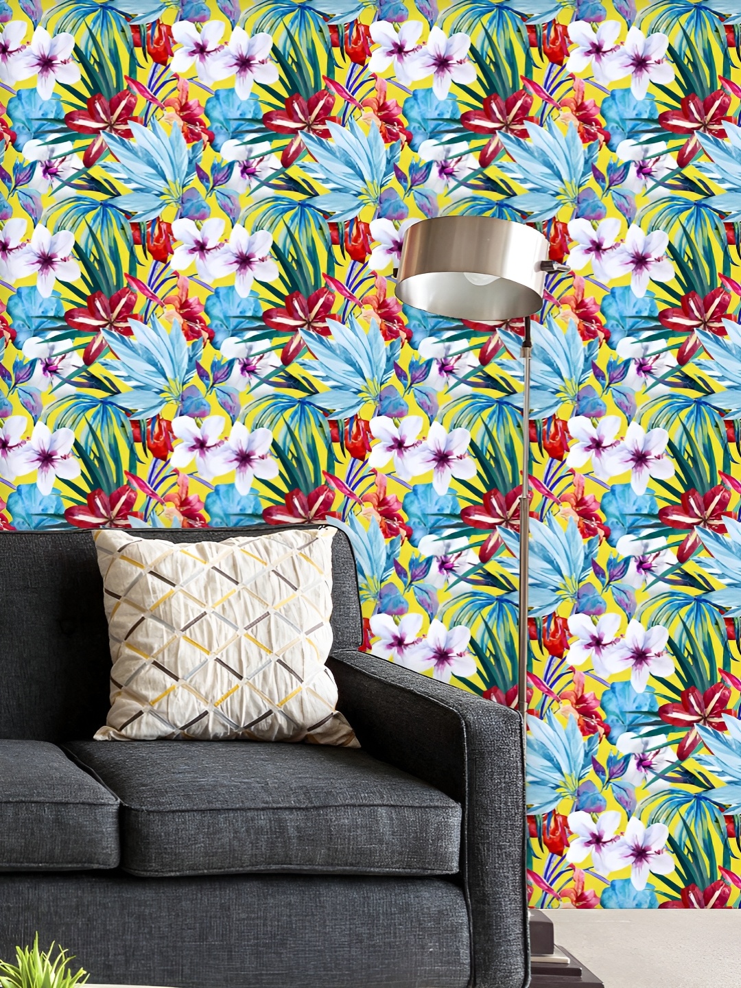 

ArtzFolio Printed UV-Resistant Anti-Bacterial Watercolor Lily Hibiscus Peel & Stick Wallpaper, Multi