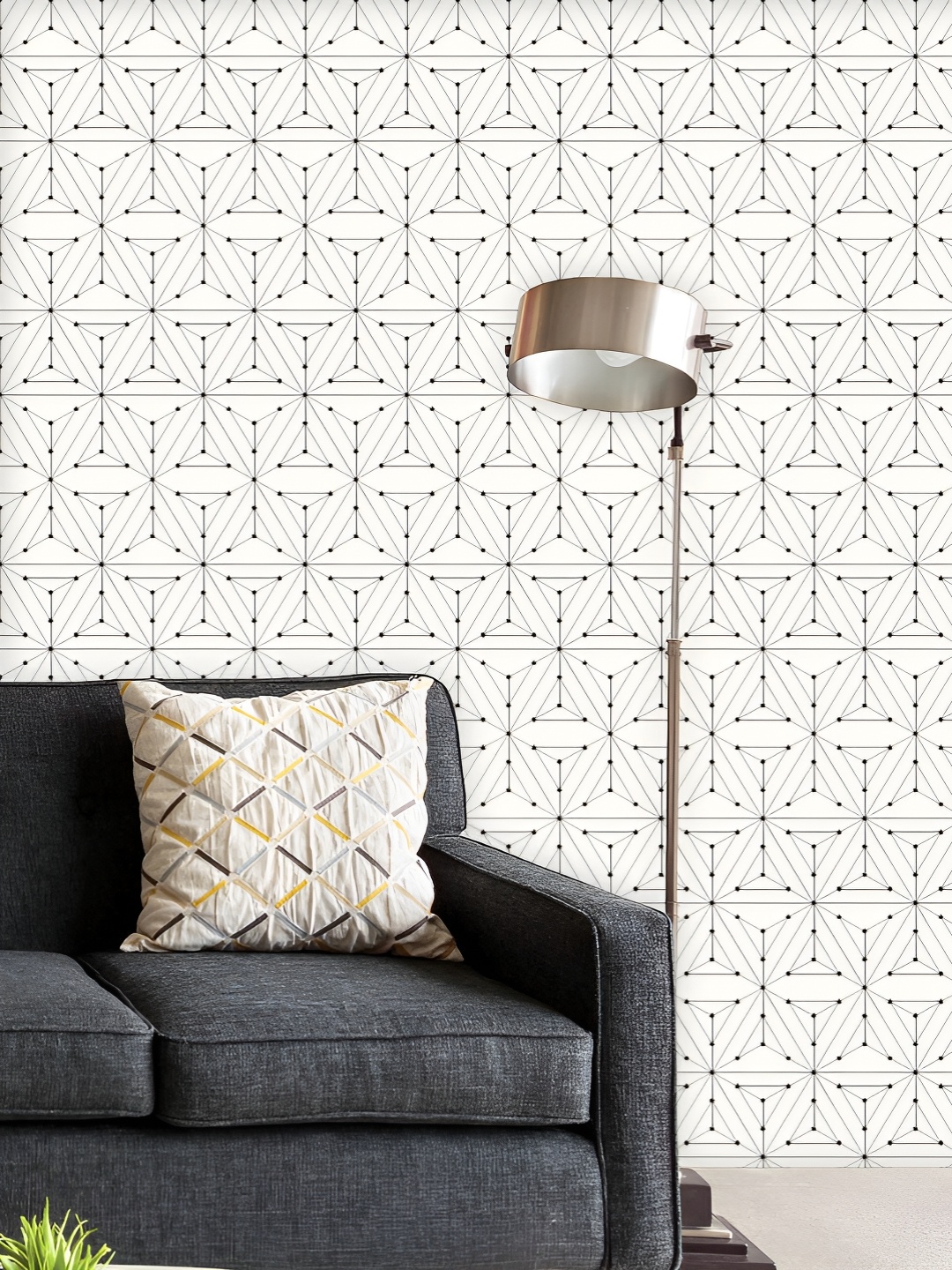 

ArtzFolio Printed UV-Resistant Anti-Bacterial Repeating Linear Hexagons And Triangles Peel & Stick Wallpaper, Multi