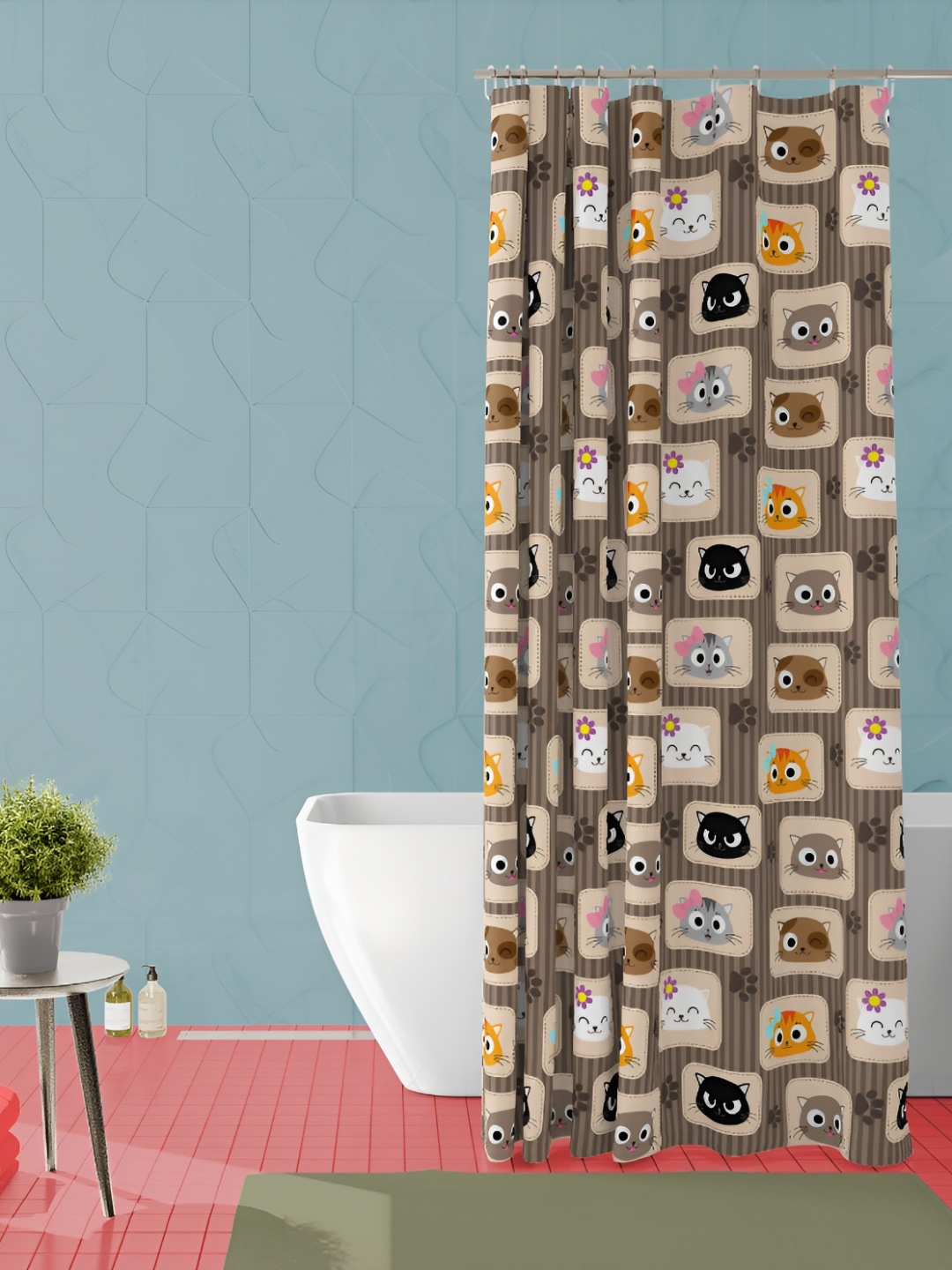 

ArtzFolio Brown & Beige Printed Water Proof Shower Curtain