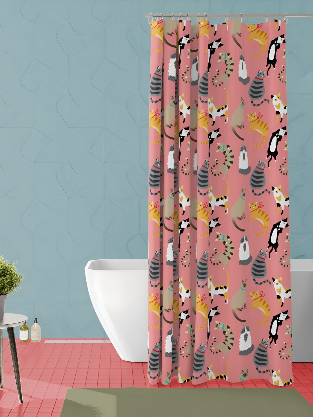 

ArtzFolio Pink & Grey Abstract Printed Waterproof Shower Curtain