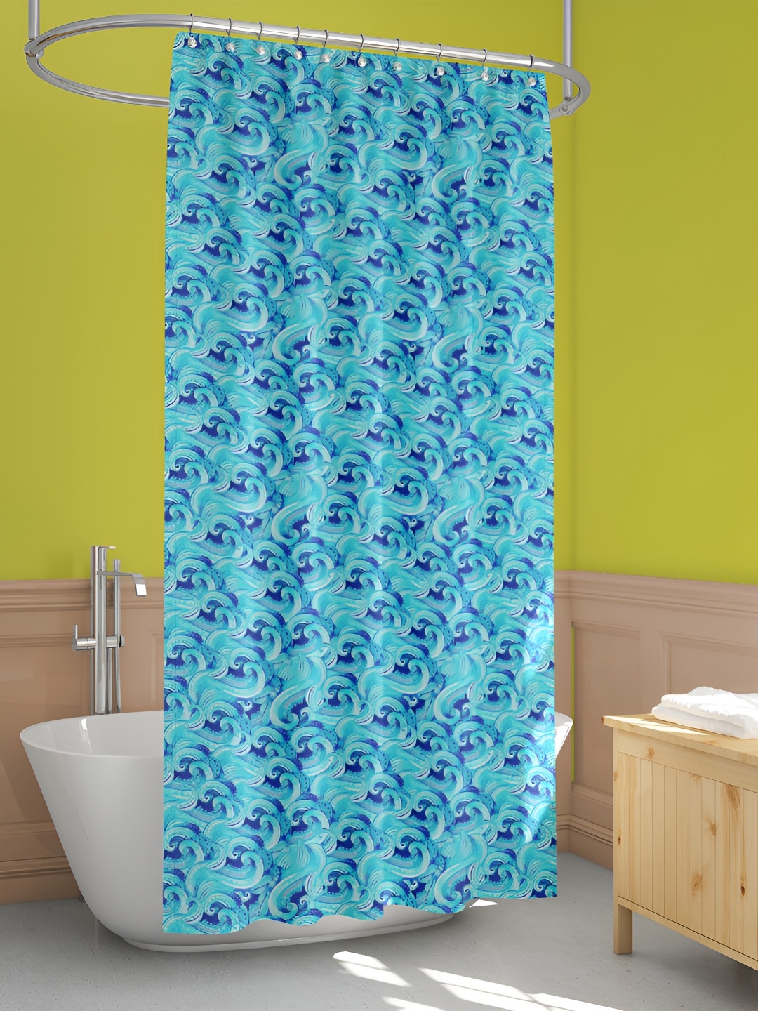 

ArtzFolio Turquoise Blue & White Printed Waterproof Shower Curtain