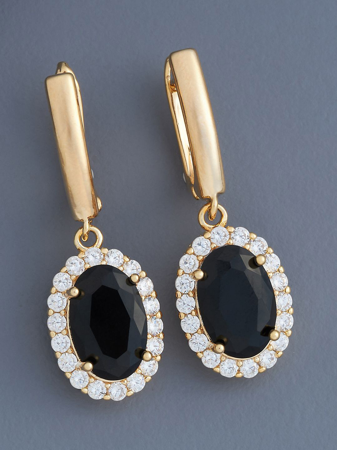 

Kushal's Fashion Jewellery Gold Plated Zircon Studded Circular Hoop Earrings