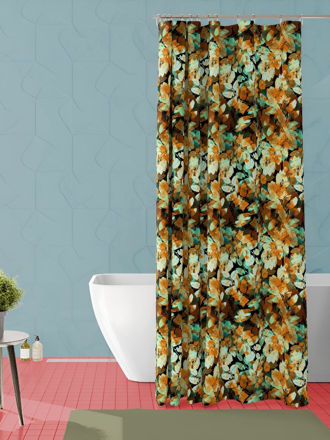 

ArtzFolio Brown and Green Floral Printed Waterproof Shower Curtain