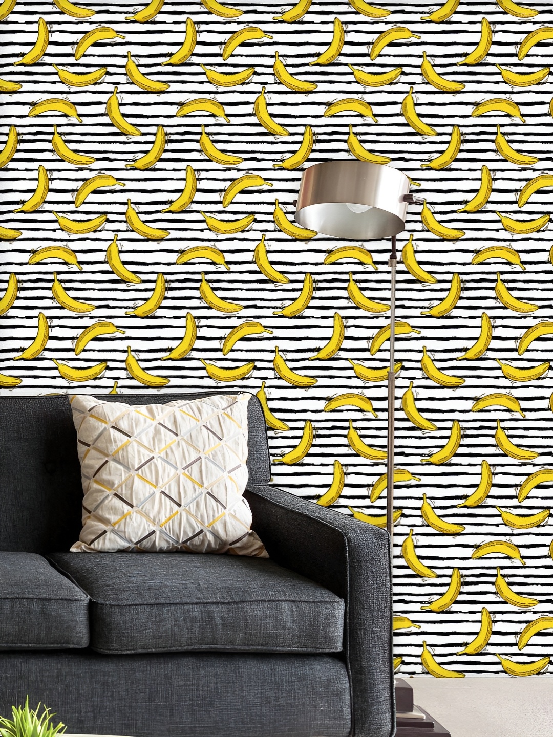 

ArtzFolio Printed UV-Resistant Anti-Bacterial Summer Bananas Pattern Peel & Stick Wallpaper, Multi