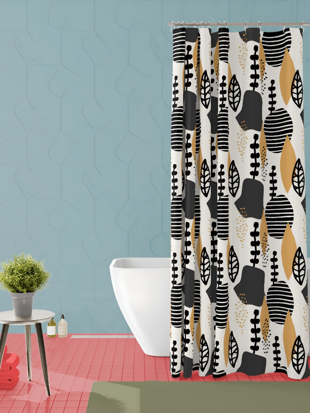 

ArtzFolio White & Black Ethnic Motifs Printed Waterproof Shower Curtain