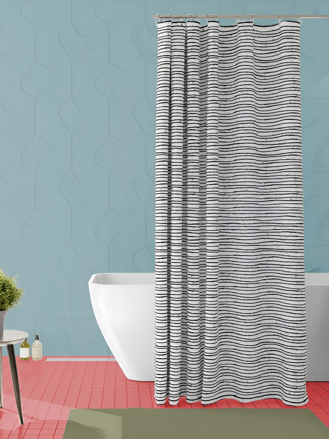 

ArtzFolio White & Black Printed Waterproof Shower Curtain