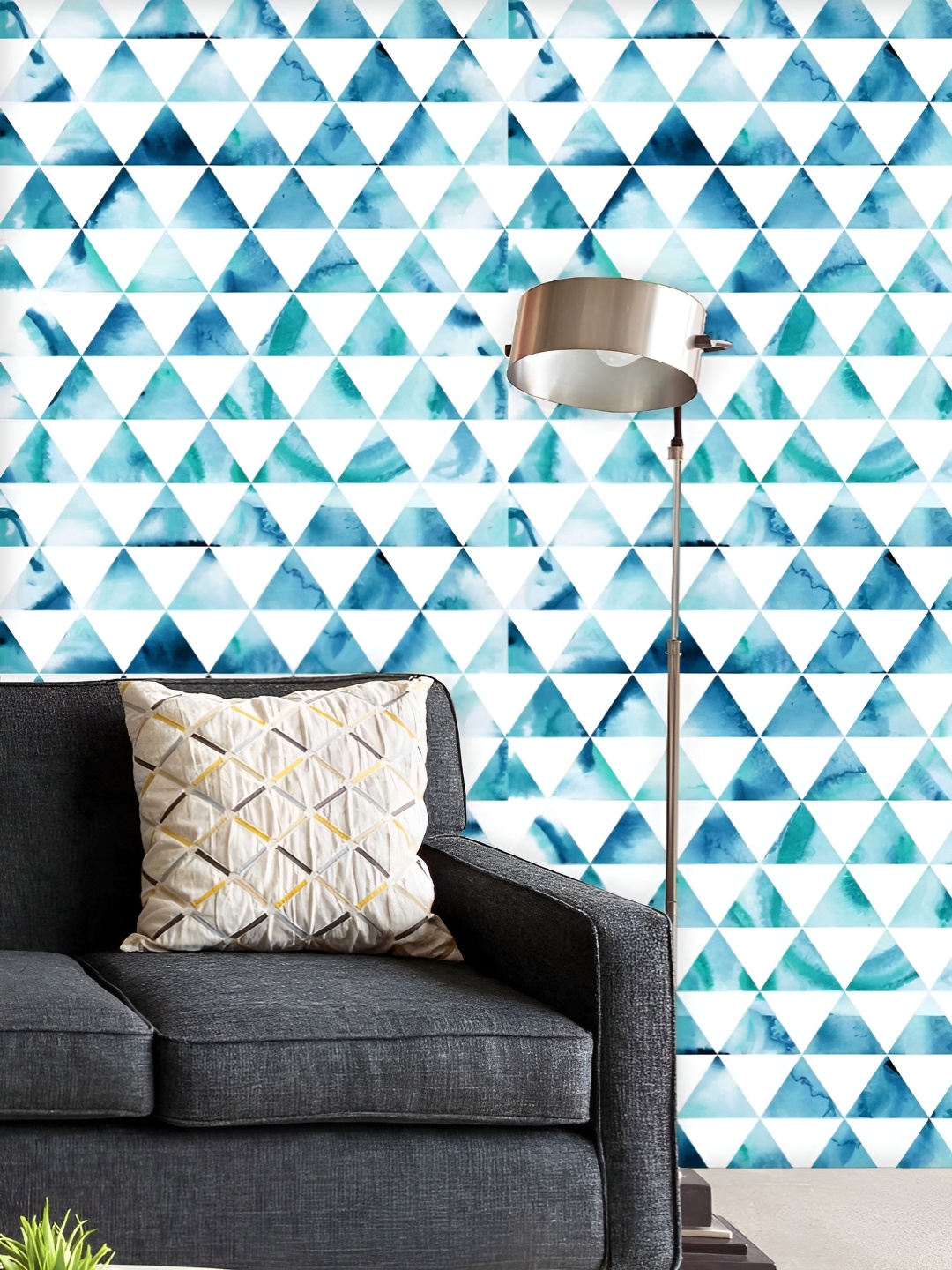 

ArtzFolio Printed UV-Resistant Anti-Bacterial Watercolor Hipster Triangles Peel & Stick Wallpaper, Multi