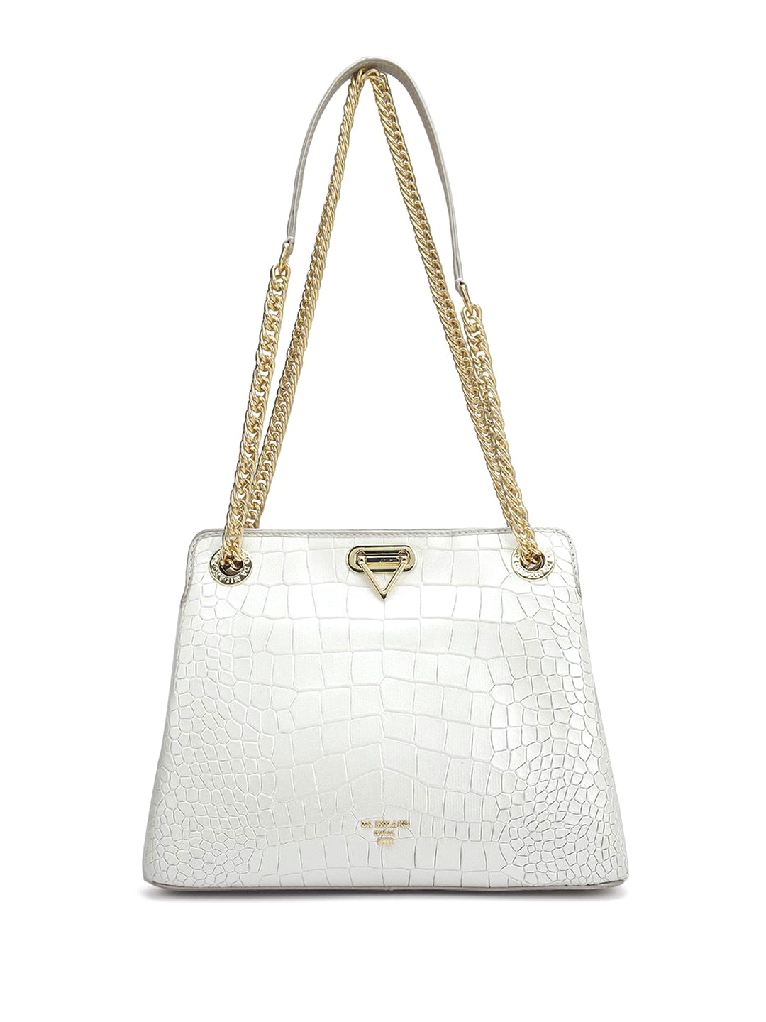 

Da Milano Textured Leather Structured Shoulder Bag with Quilted, White